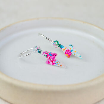Sterling Silver And Acrylic Colourful Floral Charm Hoops, 5 of 7