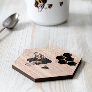 Bumble Bee Mug And Matching Wooden Coaster, 4 of 6