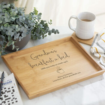 Personalised Wooden Breakfast In Bed Tray, 5 of 6