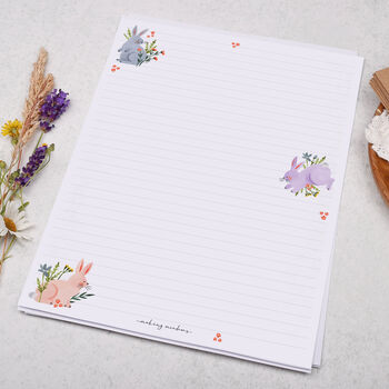 A4 Letter Writing Paper With Cute Bunny And Flowers, 3 of 4