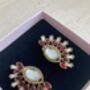 Red Kundan Statement Lightweight Earrings, thumbnail 3 of 5