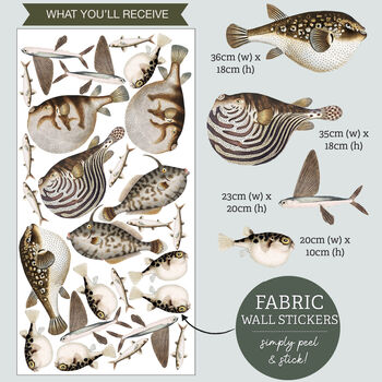 Puffer Fish Peel And Stick Fabric Wall Decals, 8 of 8
