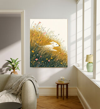 Dog Chasing Though The Meadow Art Print, 2 of 4