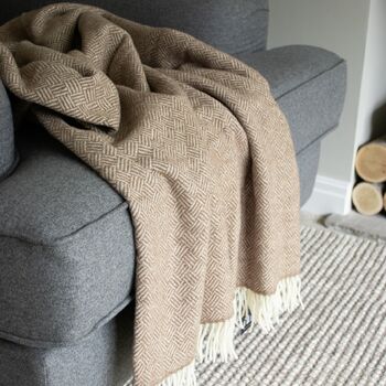 Walnut Parquet Merino Lambswool Throw, 2 of 3