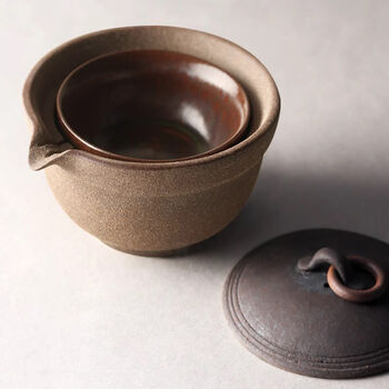 Handmade Ceramic Gaiwan And Cup Set Ring, 3 of 7