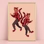 Cat Women Burgundy Blush Catsuit Art Print, thumbnail 2 of 2