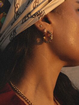 Esme Gemstone Gold Hoop Earrings, 6 of 8
