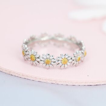 Two Tone Daisy Infinity Ring, 3 of 10