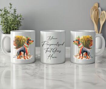 Personalised Doberman Autumn Dog Walk Keepsake Gift Mug, 2 of 2