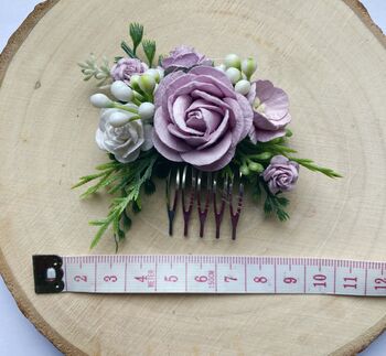 Lilac And White Flower Hair Comb, 4 of 6
