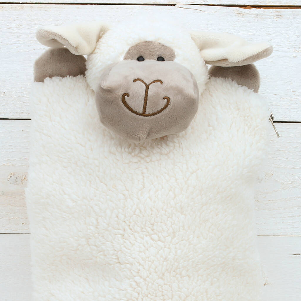 Hot Water Bottle Cover Zipped Sheep Soft Toy by Jomanda 