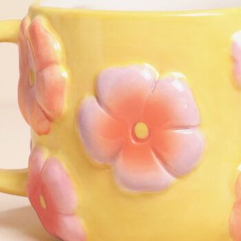 Retro Floral Yellow And Pink Ceramic Mug, 2 of 2