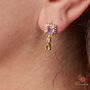 Amethyst, Tourmaline And Peridot Stud Drop Earrings, thumbnail 1 of 8