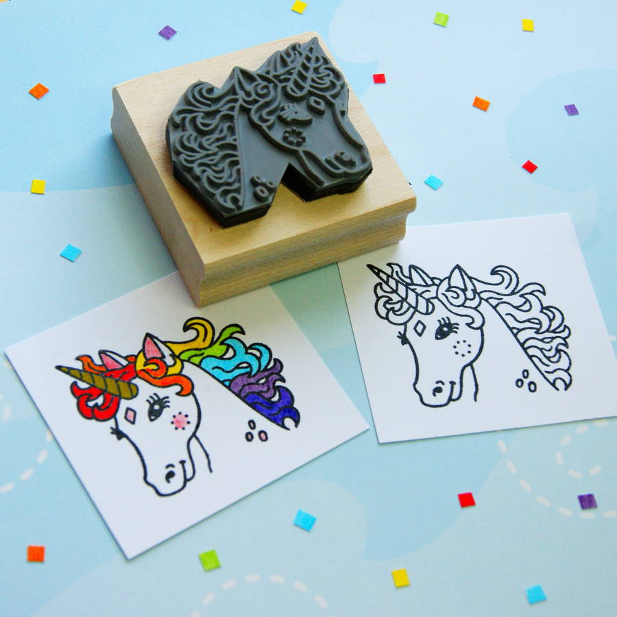 Unicorn Colouring In Rubber Stamp, 1 of 2