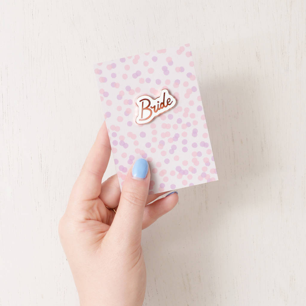 'Bride' Enamel Pin By Alphabet Bags | notonthehighstreet.com
