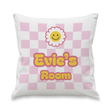 Personalised Daisy Checked Cushion, 3 of 4