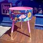 Navy And Pink Tropical Round Side Table, thumbnail 5 of 5