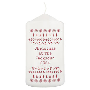Personalised Christmas Fair Isle Pillar Candle, 5 of 5