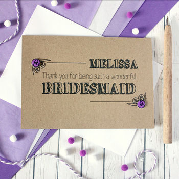 Personalised Bridesmaid Thank You Card, Roses, 3 of 8