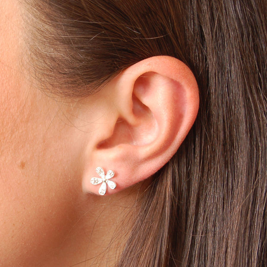 Sterling Silver Daisy Earrings By Highland Angel | notonthehighstreet.com