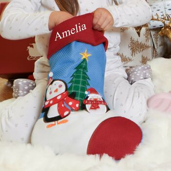 Personalised Penguin Children's Christmas Stocking, 4 of 9