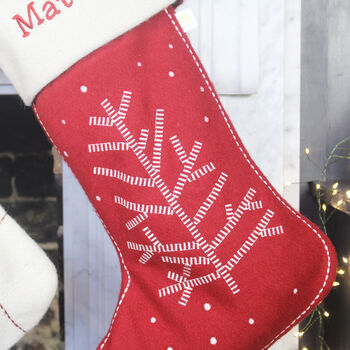 Personalised Red Nordic Tree Stocking, 5 of 5