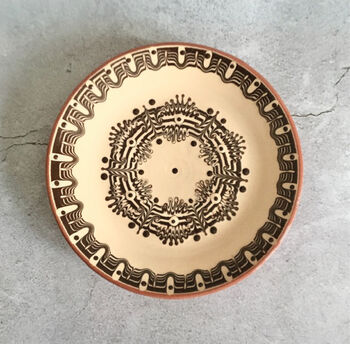 Beige Stoneware Ceramic Dinner Plate, Medium Size, 2 of 5