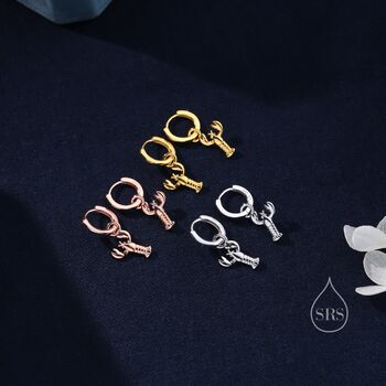 Lobster Huggie Hoop Earrings In Sterling Silver, 6 of 11