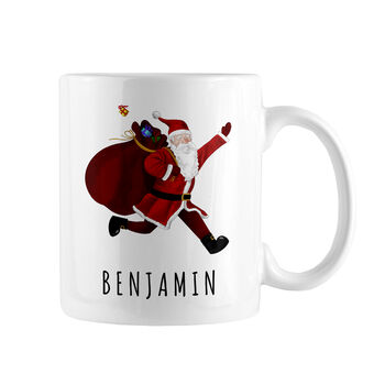 Personalised Playful Santa Christmas White Mug, 4 of 5