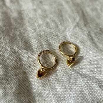 Sophie 18ct Gold Plate Heart Huggies, 2 of 3