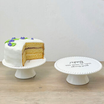 White Ceramic Cake Stand And Cake Plate Gift For Bakers, 3 of 12