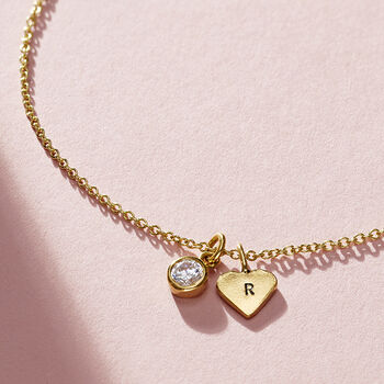 Birthstone And Initial Heart Charm Bracelet, 5 of 7