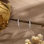 Sterling Silver Irregular Shaped Minimalist Cz Crystal Huggie Hoop Earrings, thumbnail 3 of 11