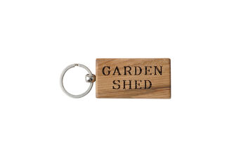 Bramble Farm 'Garden Shed' Rectangular Oak Keyring, 2 of 4