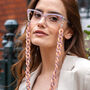 Glasses Chain Matte Aubergine And Coral Chunky Acrylic, thumbnail 1 of 9