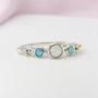 Molten Sterling Silver Opal Trio Ring, thumbnail 1 of 7