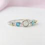 Molten Sterling Silver Opal Trio Ring, thumbnail 1 of 6