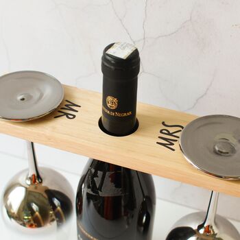 Personalised Wine Bottle And Glasses Holder For Two, 2 of 6