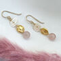 Rose Quartz, Mother Of Pearl And Gold Disc Earrings, thumbnail 1 of 3