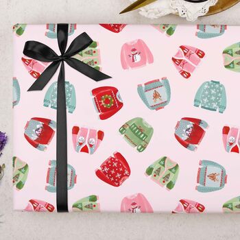 Three Sheets Of Retro Christmas Jumper Wrapping Paper, 2 of 2
