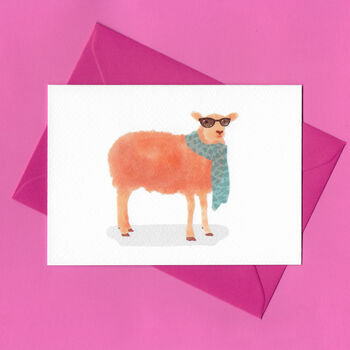Tangerine Sheep Illustrated Blank Greeting Card, 4 of 11