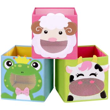 Set Of Three Storage Boxes Toy Organisers Bins Cubes, 6 of 8