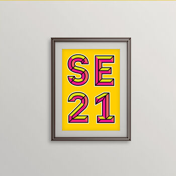 Se21 London Postcode Neon Typography Print, 4 of 4