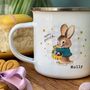 Retro Easter Bunny Check Background Enamel Mug, thumbnail 6 of 9