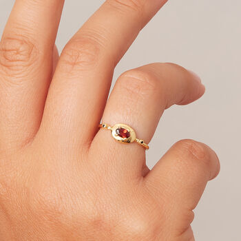 Red Garnet Gold And Silver Solitaire Ring, 2 of 10