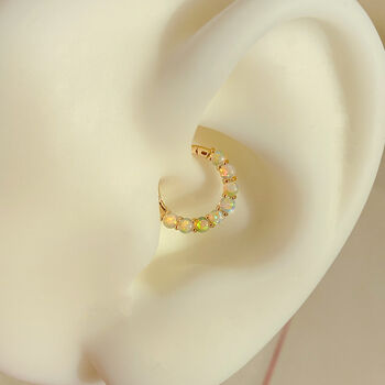 14k Solid Gold Opal Daith / Septum Hoop, 2 of 4