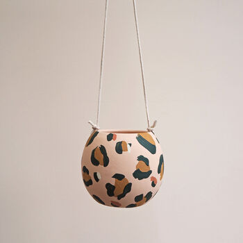 Leopard Print Round Hanging Plant Pots, 6 of 10
