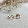 14k Gold Filled Circle Halo Ear Stud Earrings, thumbnail 3 of 9