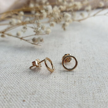 14k Gold Filled Circle Halo Ear Stud Earrings, 3 of 9