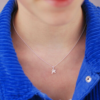 Girl's Personalised Silver Script Initial Necklace, 5 of 9